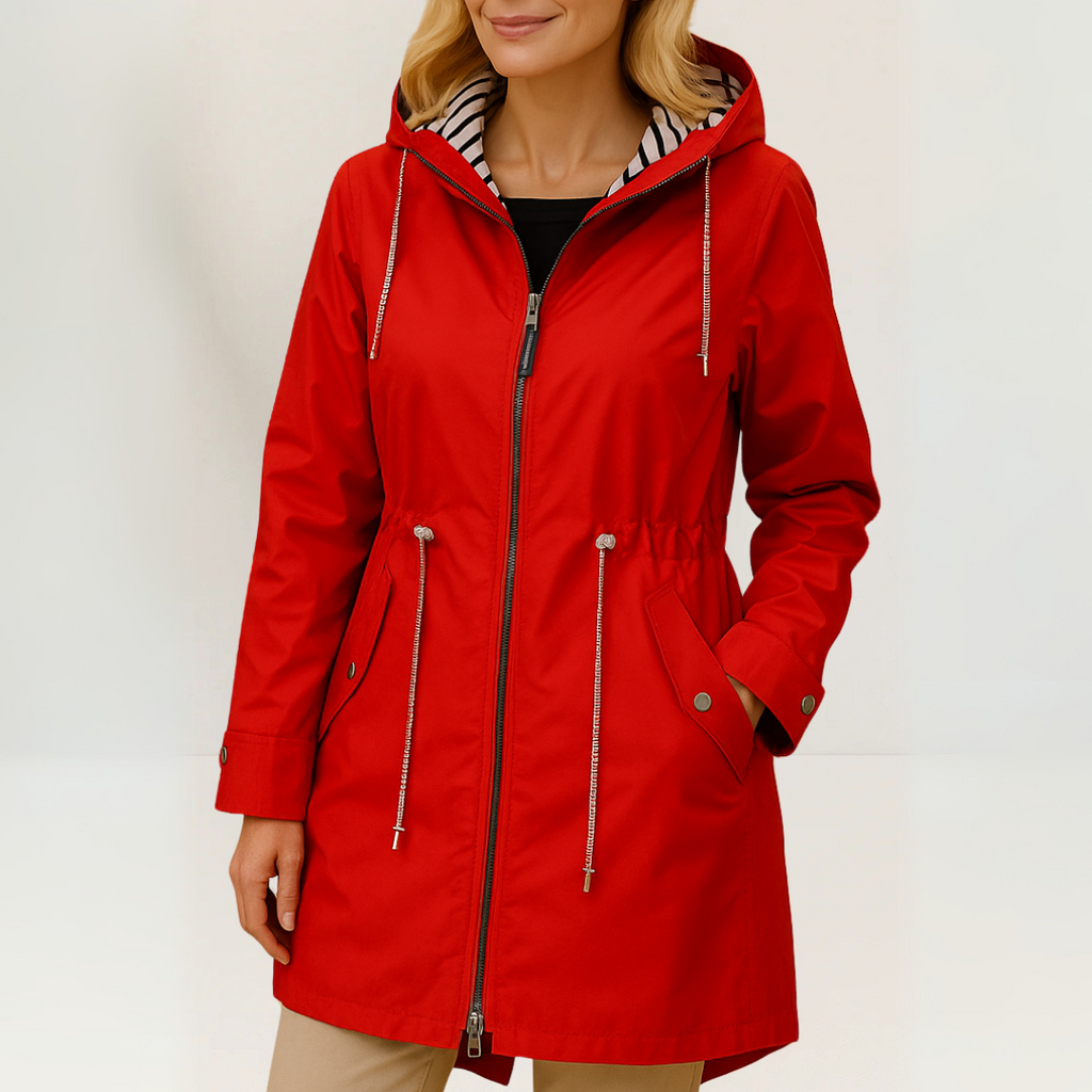 Women's Hooded Jacket with Adjustable Waist | E&W - 6 - Elenwear