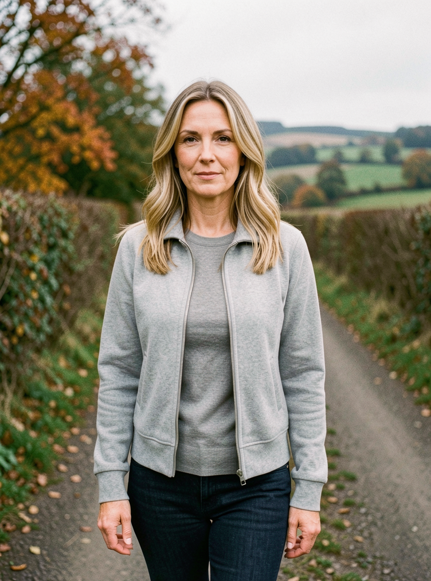 Women's Zip-Up Fleece Hoodie — Stand-Collar Sweatshirt Jacket - Light Gray
