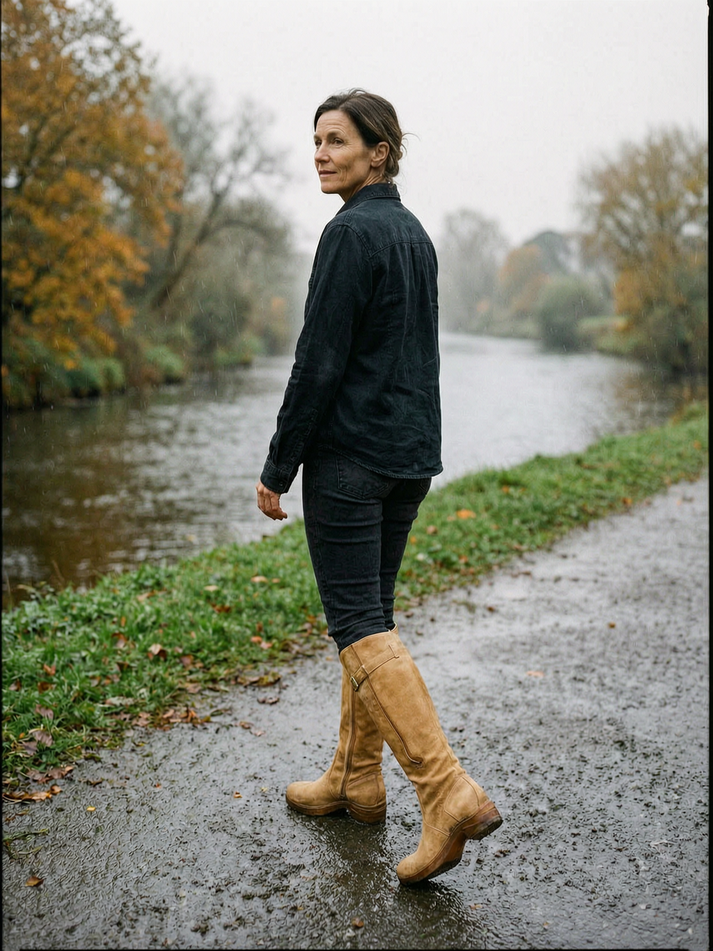 Women's Buckle-Strap Country Riding Boots — All-Weather Knee-High Boots - Tan