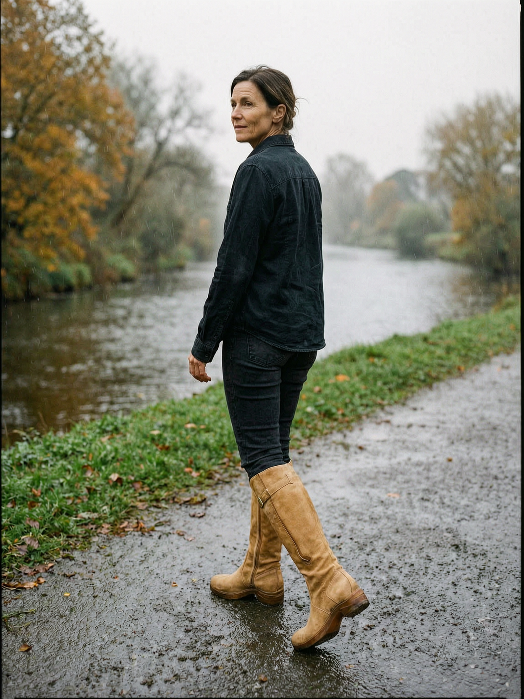 Women's Buckle-Strap Country Riding Boots — All-Weather Knee-High Boots - Tan