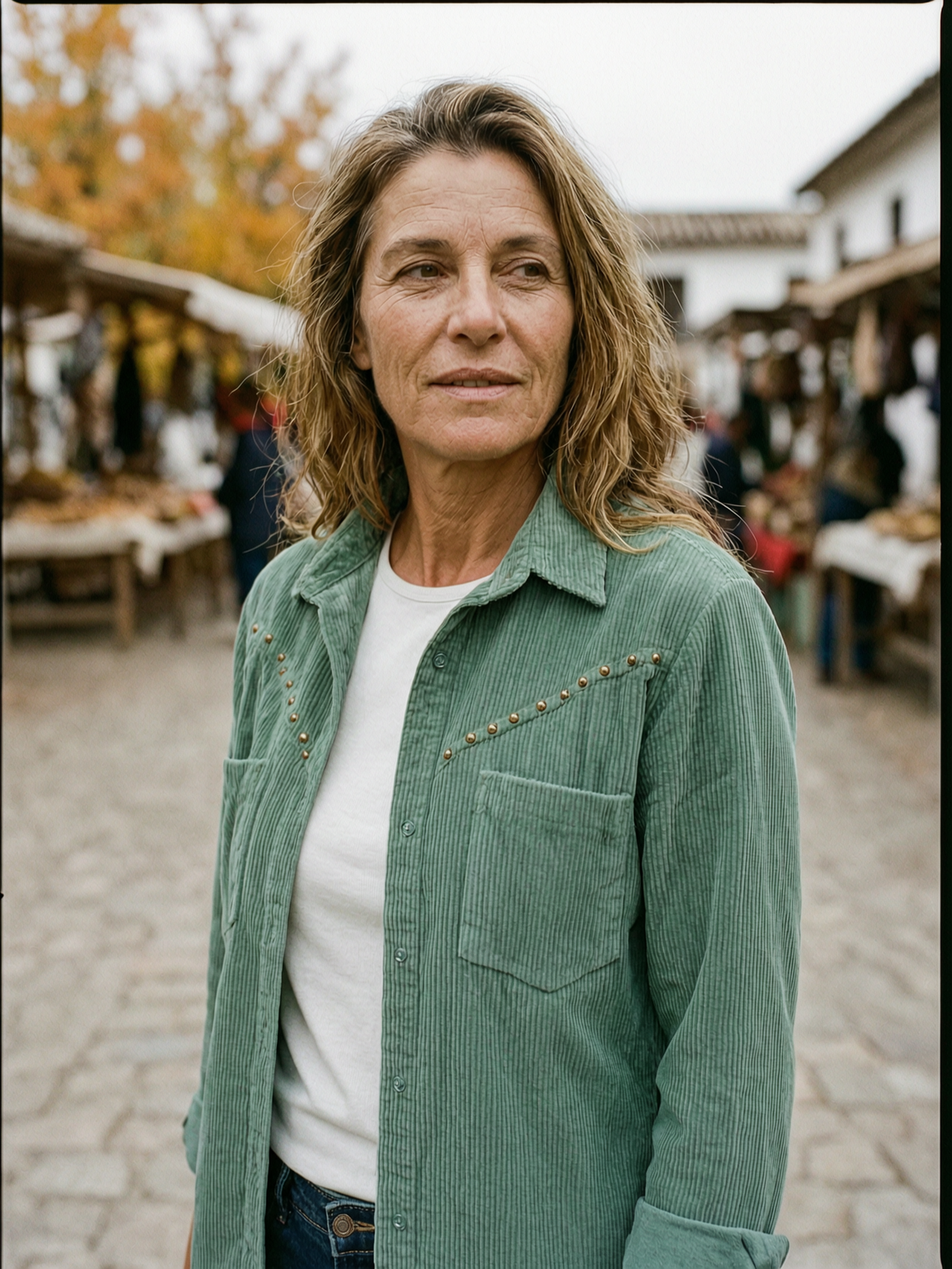 Women's Western Rivet-Detail Corduroy Shirt Jacket — Statement Overshirt - Sage Green