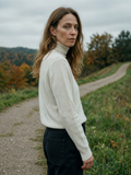 Women's Cropped Ribbed Turtleneck Jumper - Cream White