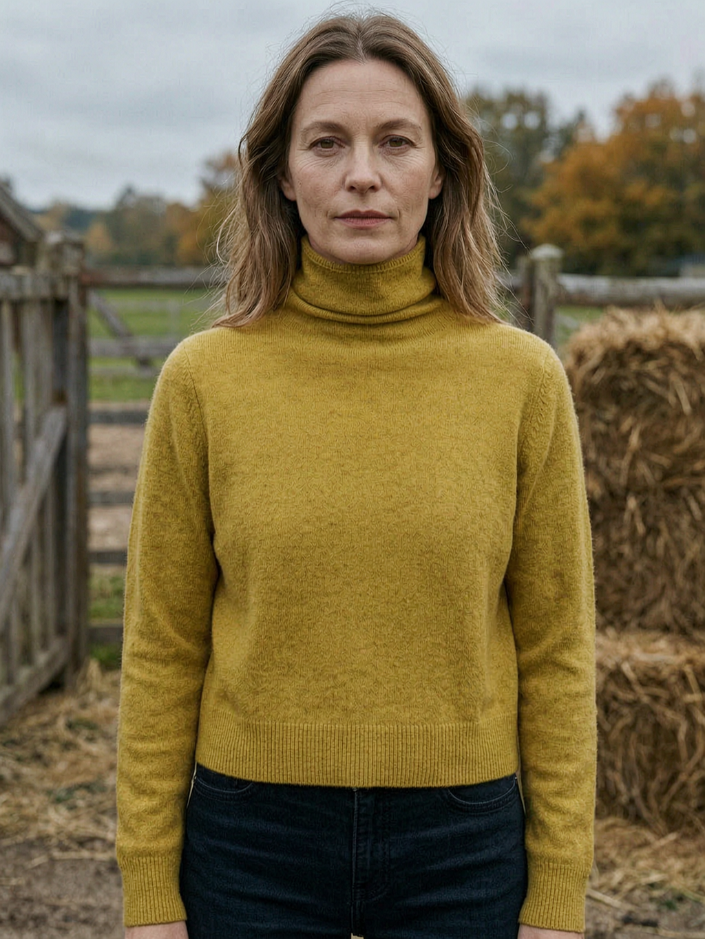 Women's Cropped Ribbed Turtleneck Jumper - Mustard
