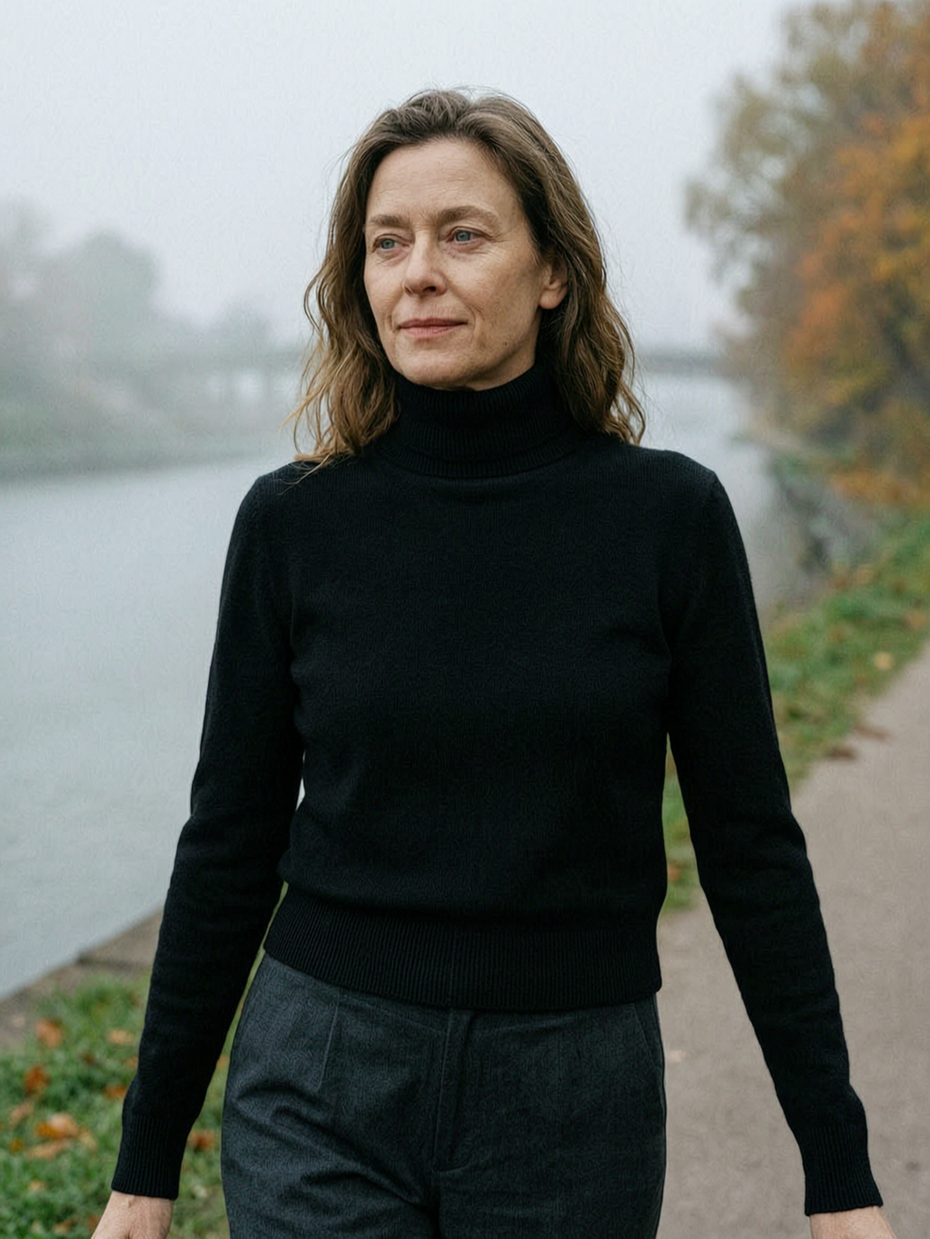 Women's Cropped Ribbed Turtleneck Jumper - Obsidian Black