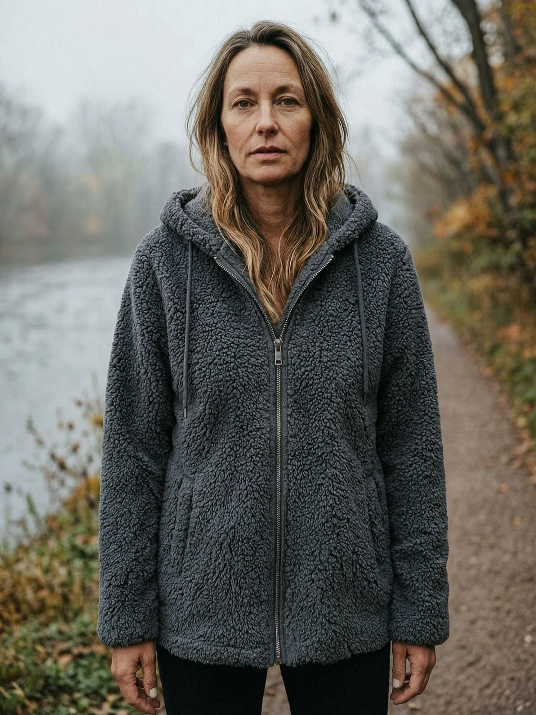 Women's Double-Sided Sherpa Fleece Hoodie — Soft Zip-Up Mid-Layer - Charcoal Grey