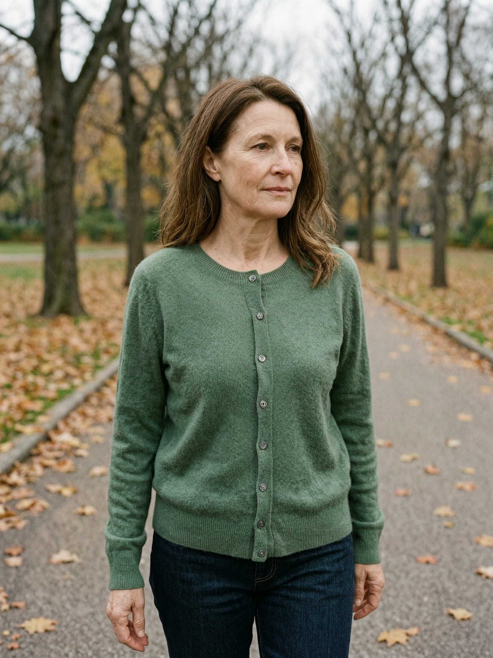 Women's Wool Knit Cardigan — Button-Front Everyday Sweater - Pine Green