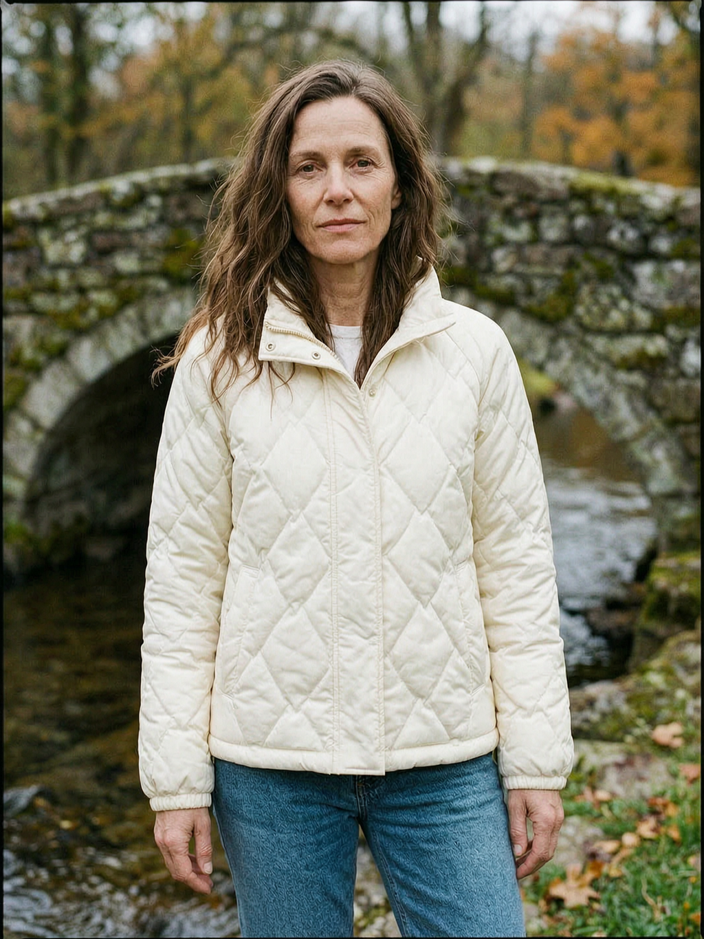 Cropped Diamond-Quilted Down Jacket - Cream