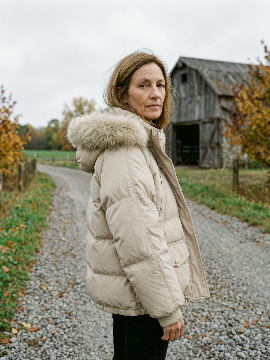 Women's Hooded Faux-Fur Trim Puffer Parka — Warm Winter Cargo Pocket Coat - Beige