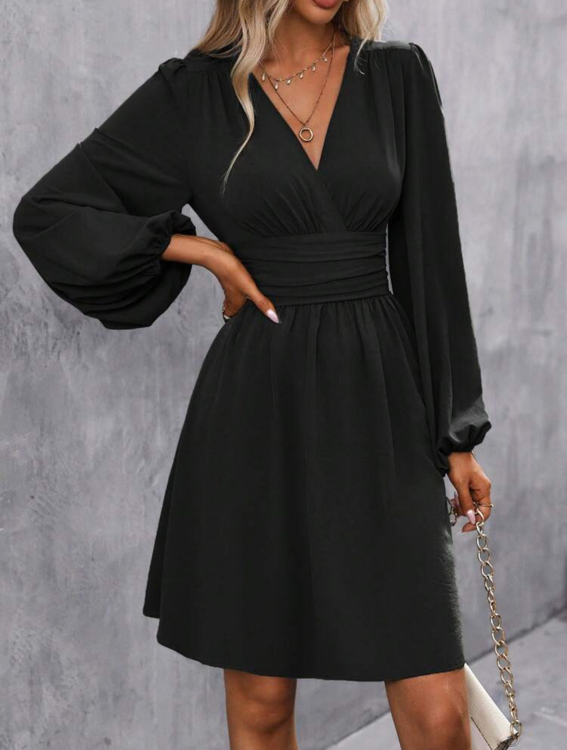 Wrap Dress Women with Long Sleeves and Flattering V-Neck | E&W - 2 - Elenwear