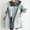 Women's Oversized Longline Hooded Trench Windbreaker — Showerproof Coat
