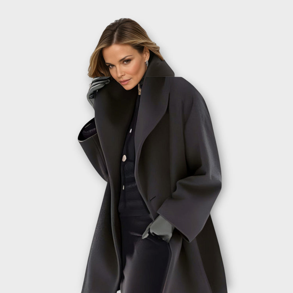 Oversized Wool Coat for Women | Elegant Lapel & Relaxed Fit | E&W - 1 - Elenwear