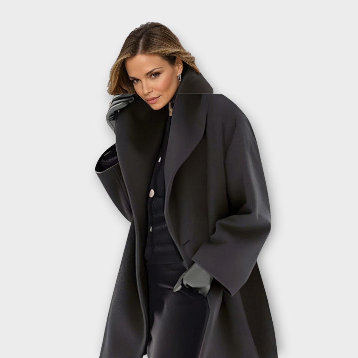 Oversized Wool Coat for Women | Elegant Lapel & Relaxed Fit | E&W - 1 - Elenwear