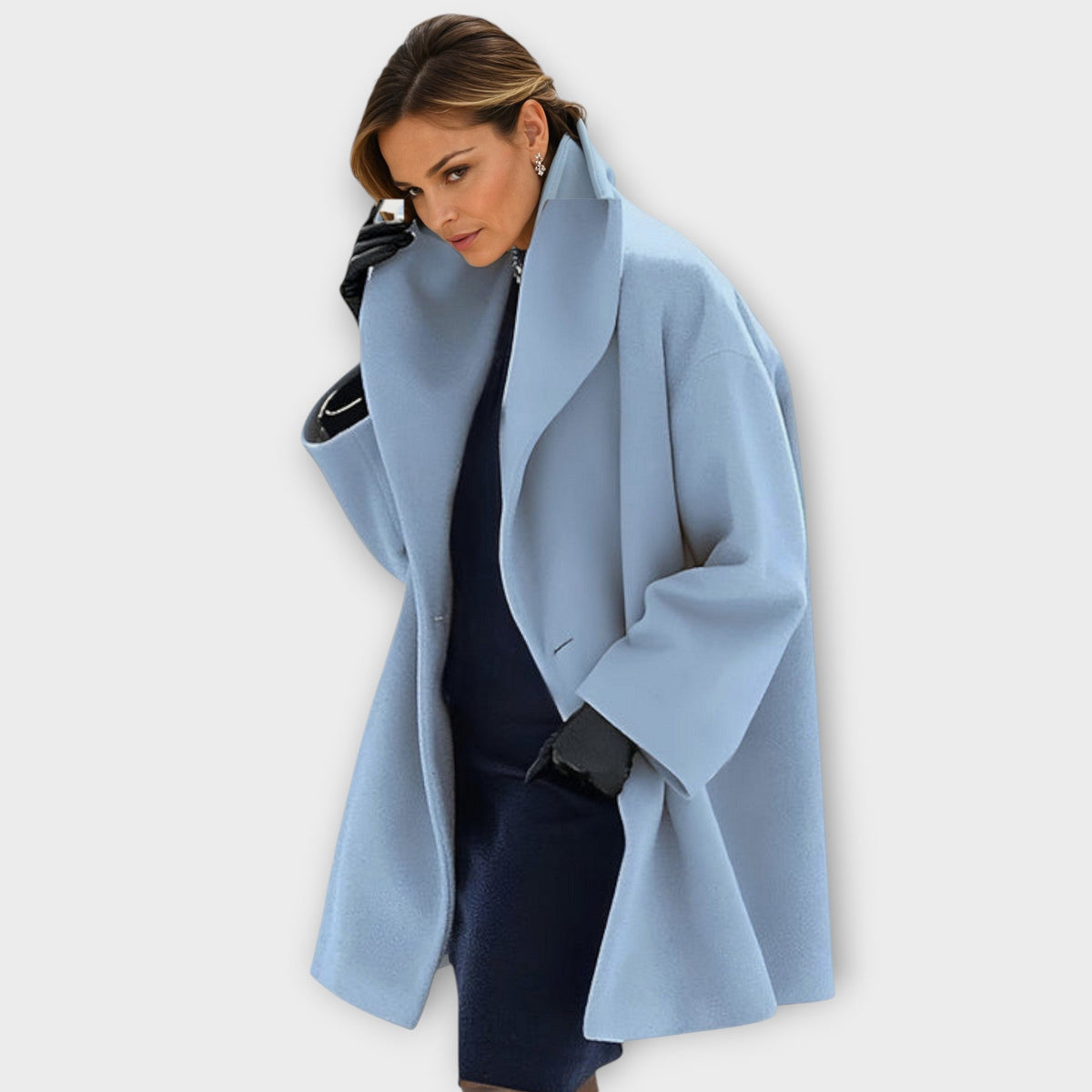 Oversized Wool Coat for Women | Elegant Lapel & Relaxed Fit | E&W - 5 - Elenwear