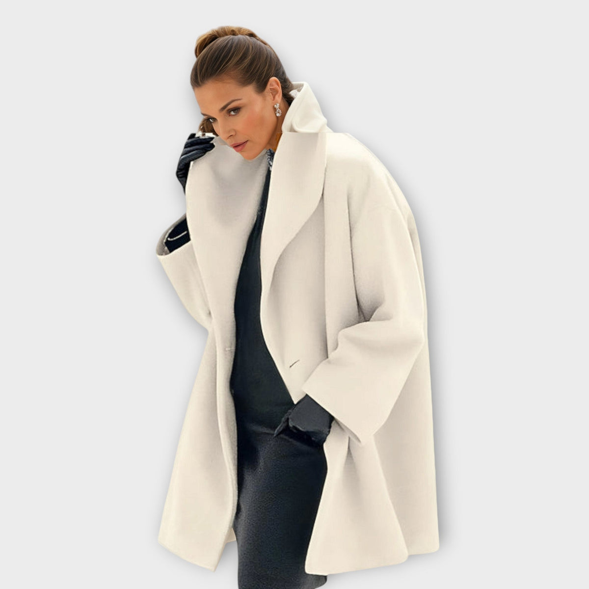 Oversized Wool Coat for Women | Elegant Lapel & Relaxed Fit | E&W - 6 - Elenwear