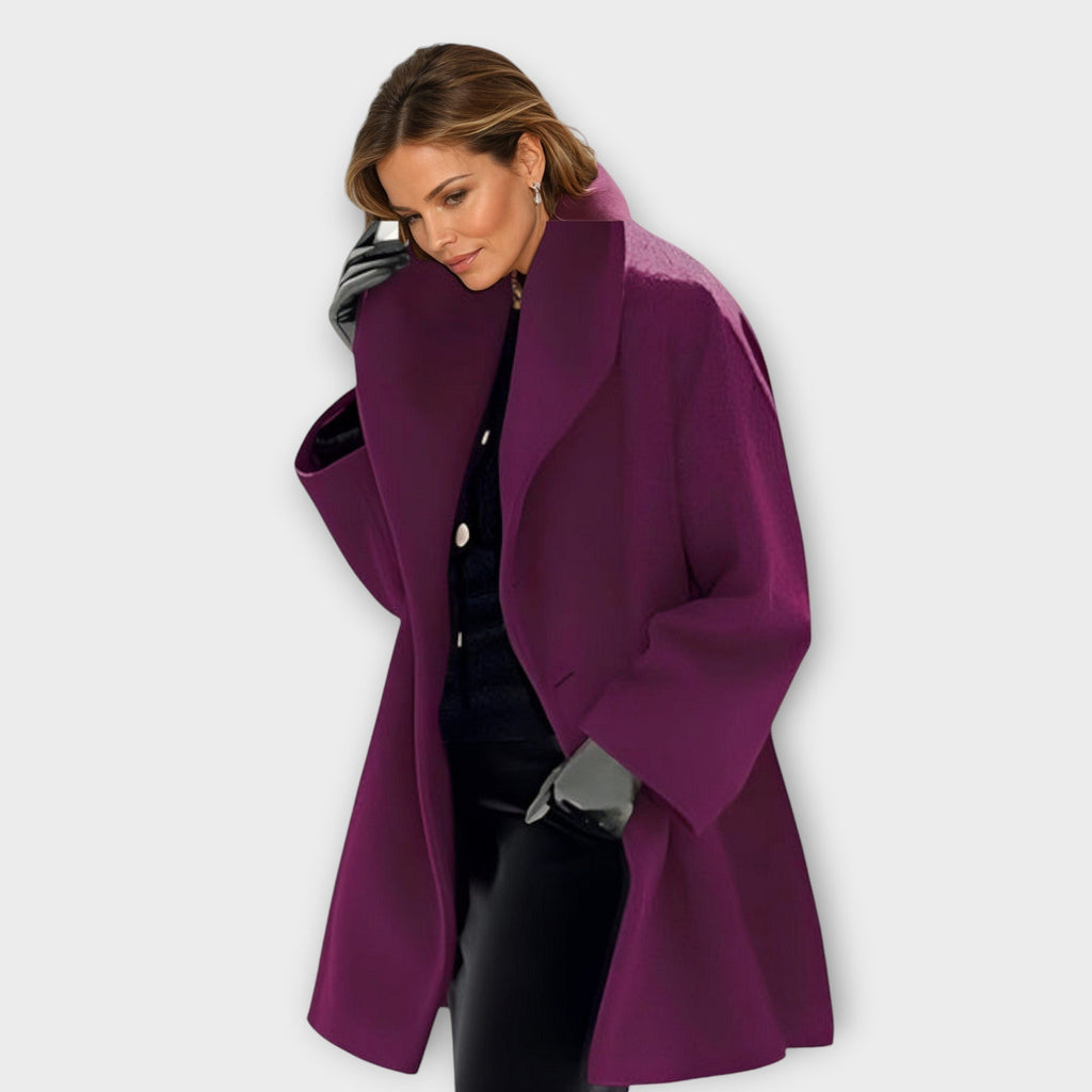 Oversized Wool Coat for Women | Elegant Lapel & Relaxed Fit | E&W - 4 - Elenwear