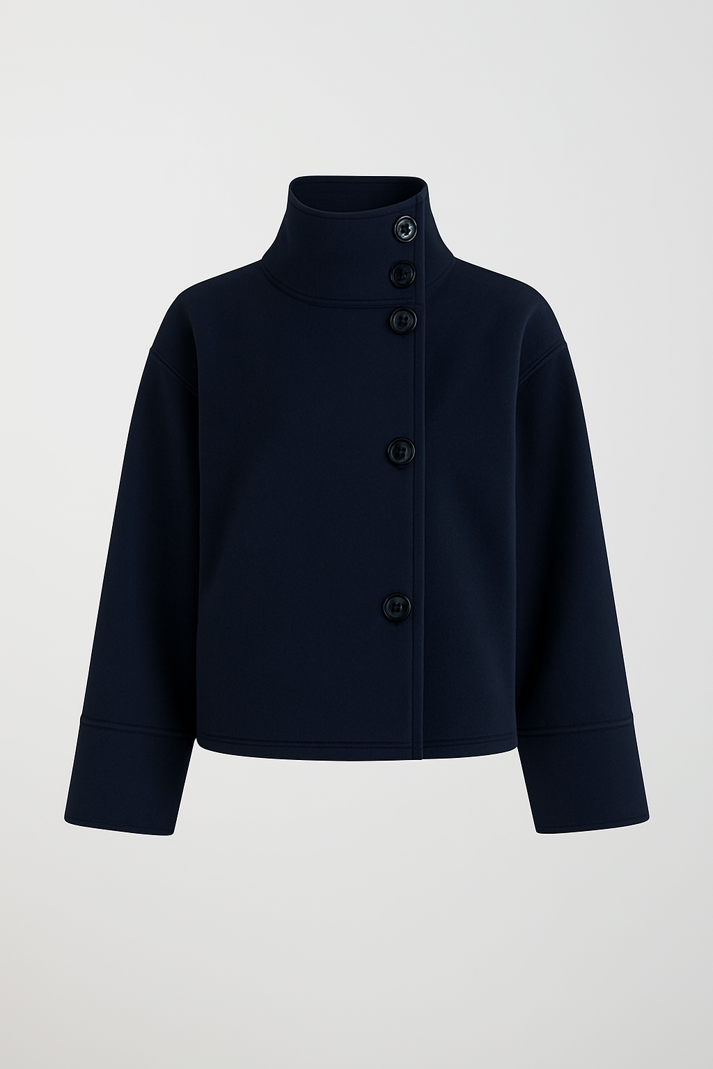 Women's Relaxed Fit Jacket with High Collar and Button Detail | E&W - 13 - Elenwear