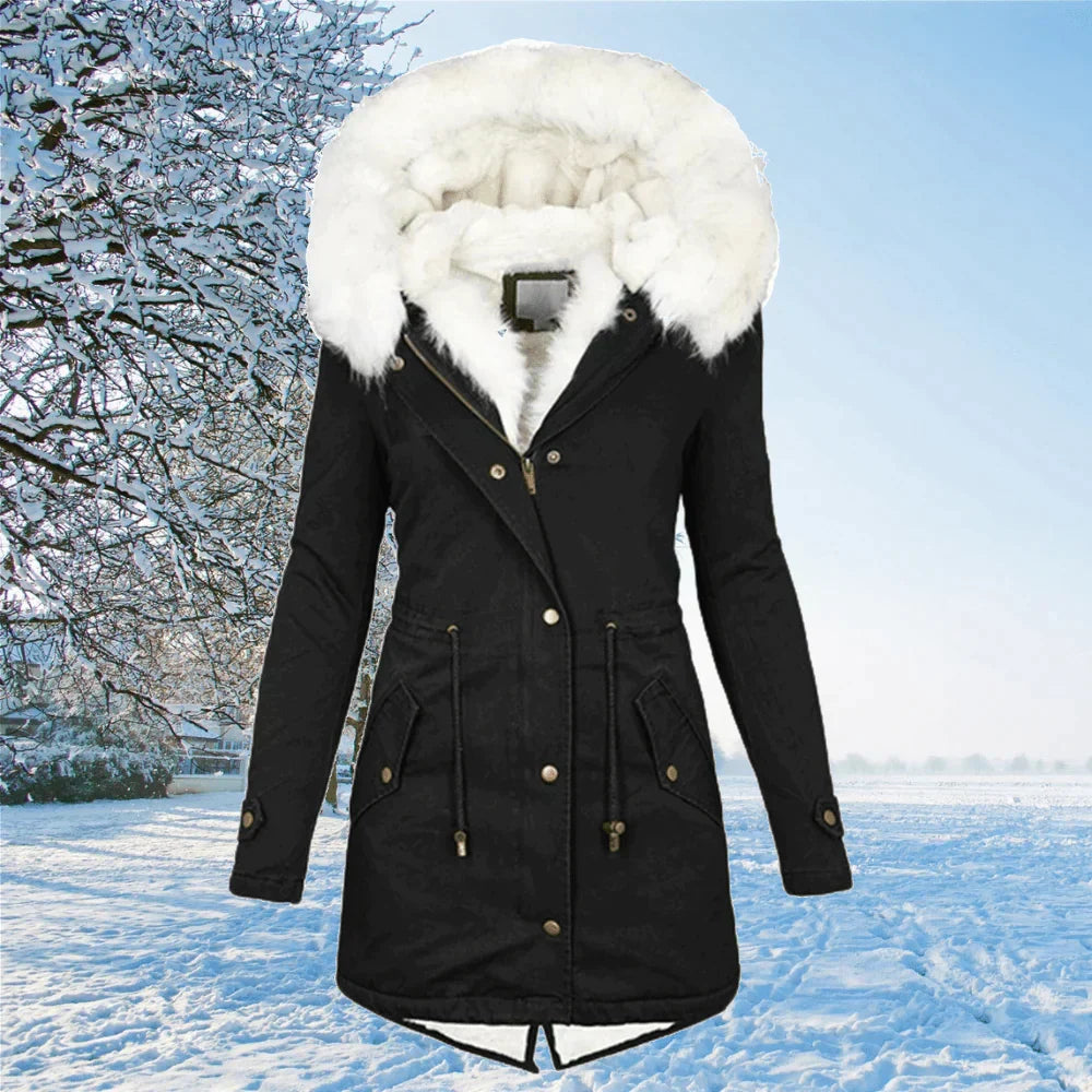 Parka Coat Women | Stylish Faux Fur Hood & Flattering Fit | E&W - 1 - Elenwear