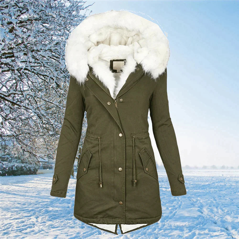 Parka Coat Women | Stylish Faux Fur Hood & Flattering Fit | E&W - 2 - Elenwear