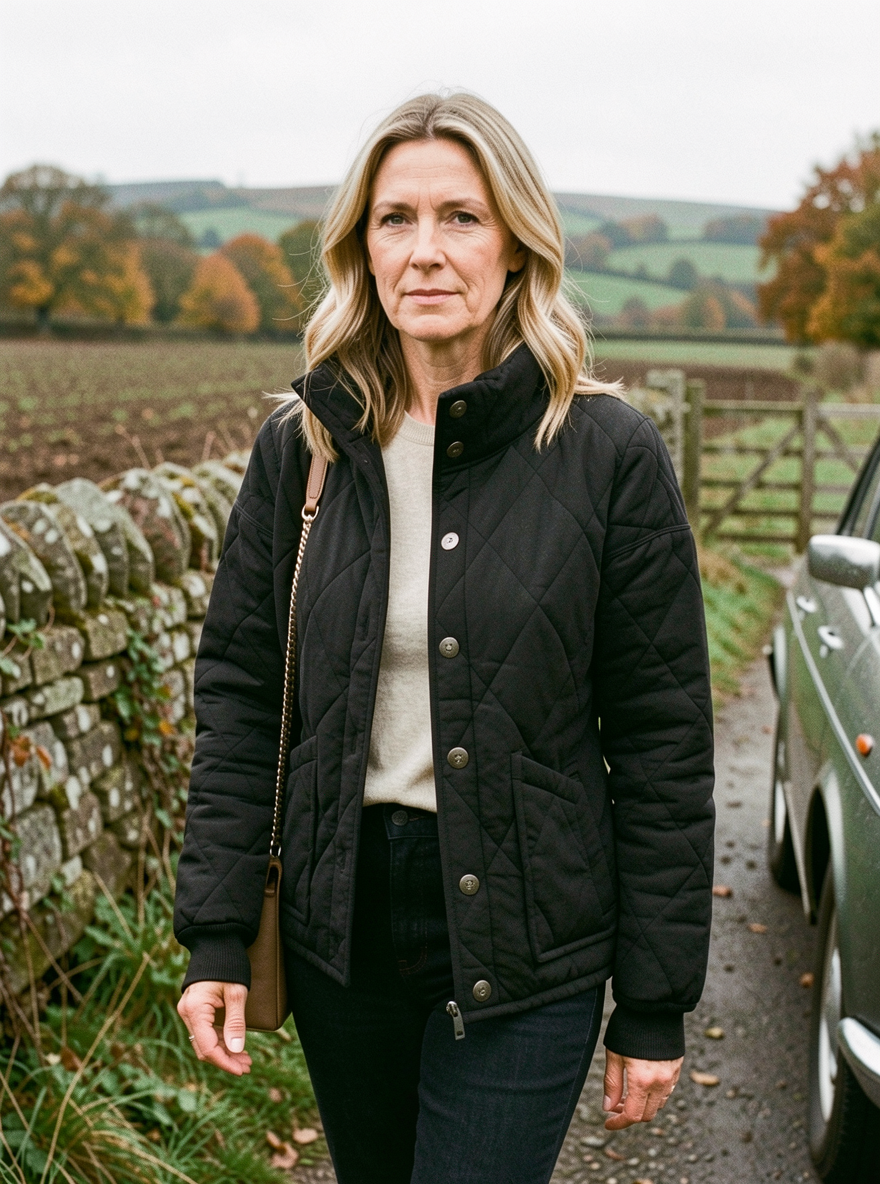 Quilted Jacket, Long Sleeve - Black