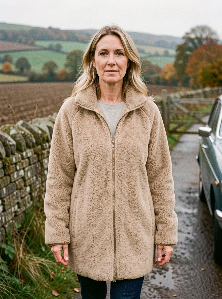 Women's Double-Sided Fleece Coat — Outdoor Mid-Layer Jacket - Khaki