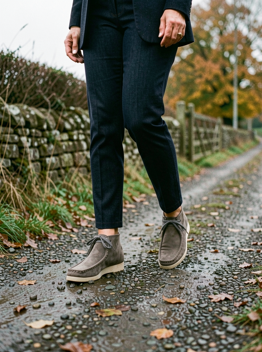 Women's Stitched Round-Toe Lace-Up Ankle Boots — British Style - Gray