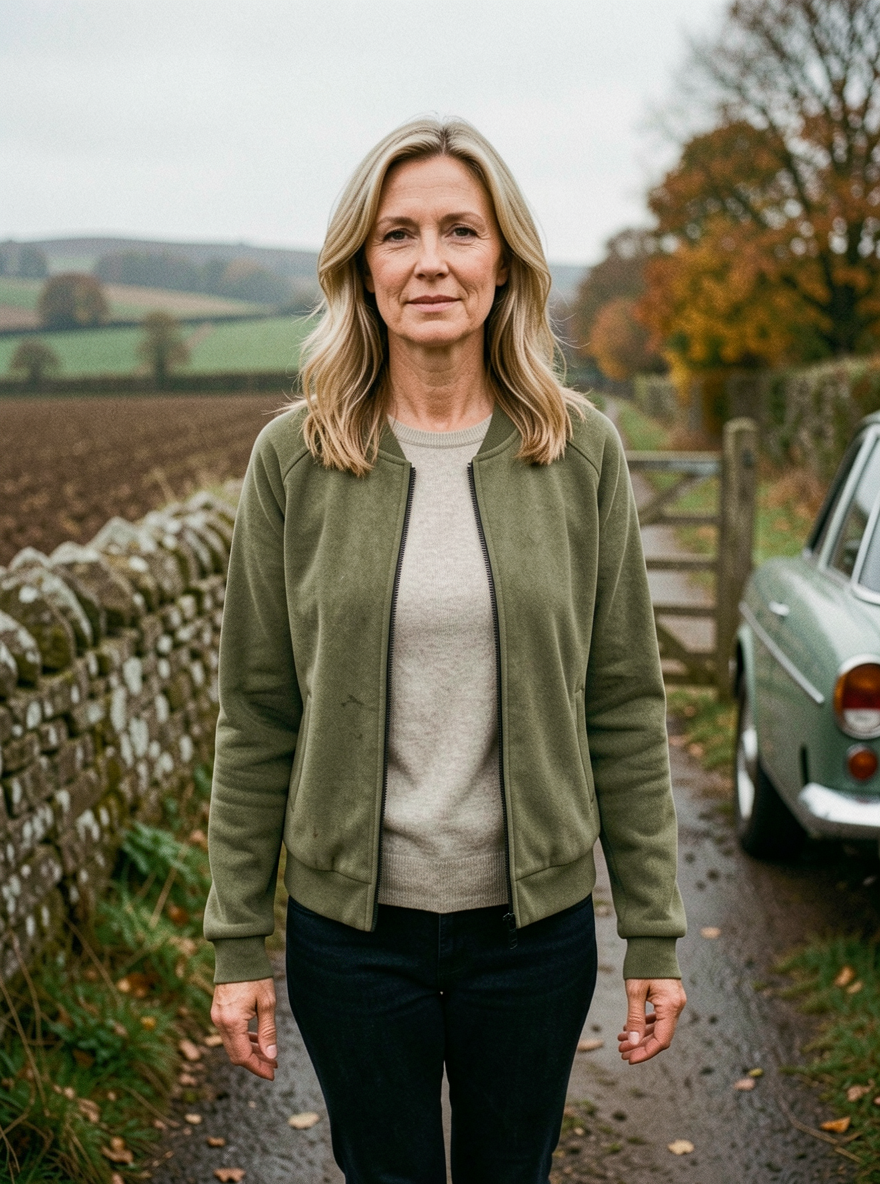 Faux-Suede Fleece Zip Jacket - Army Green