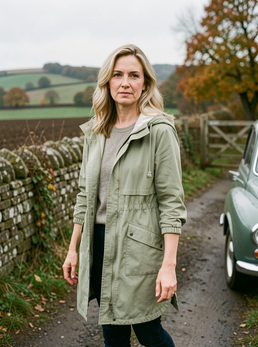 Slim Mid-Length Windbreaker - Sage Green