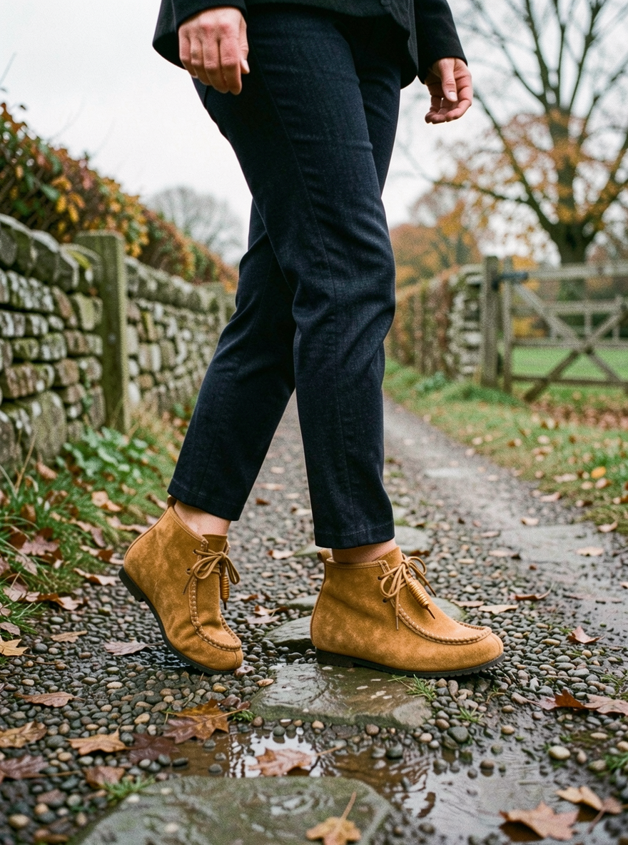 Women's Retro Chunky-Sole Lace-Up Ankle Boots - Brown