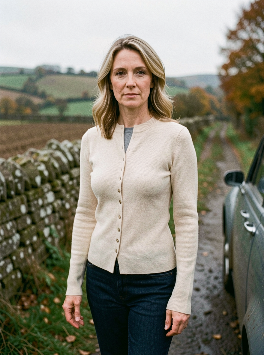 Women's Half-Collar Knit Cardigan — Slim-Fit Buttoned - Apricot