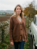 Thick Mohair-Blend Knitted Coat - Brown