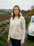Women's Merino & Yak-Down Knit Sweater — Half-Collar - Beige