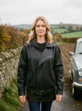 Faux-Leather Fleece-Lined Jacket - Black