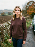 Women's Mock-Neck Ribbed Knit Sweater — Loose Fit - Brown