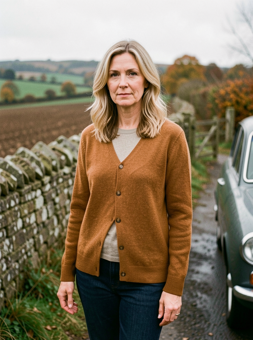 V-Neck Wool Cardigan Coat - Caramel