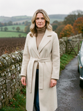 Elegant Long Lapel Coat - Beige