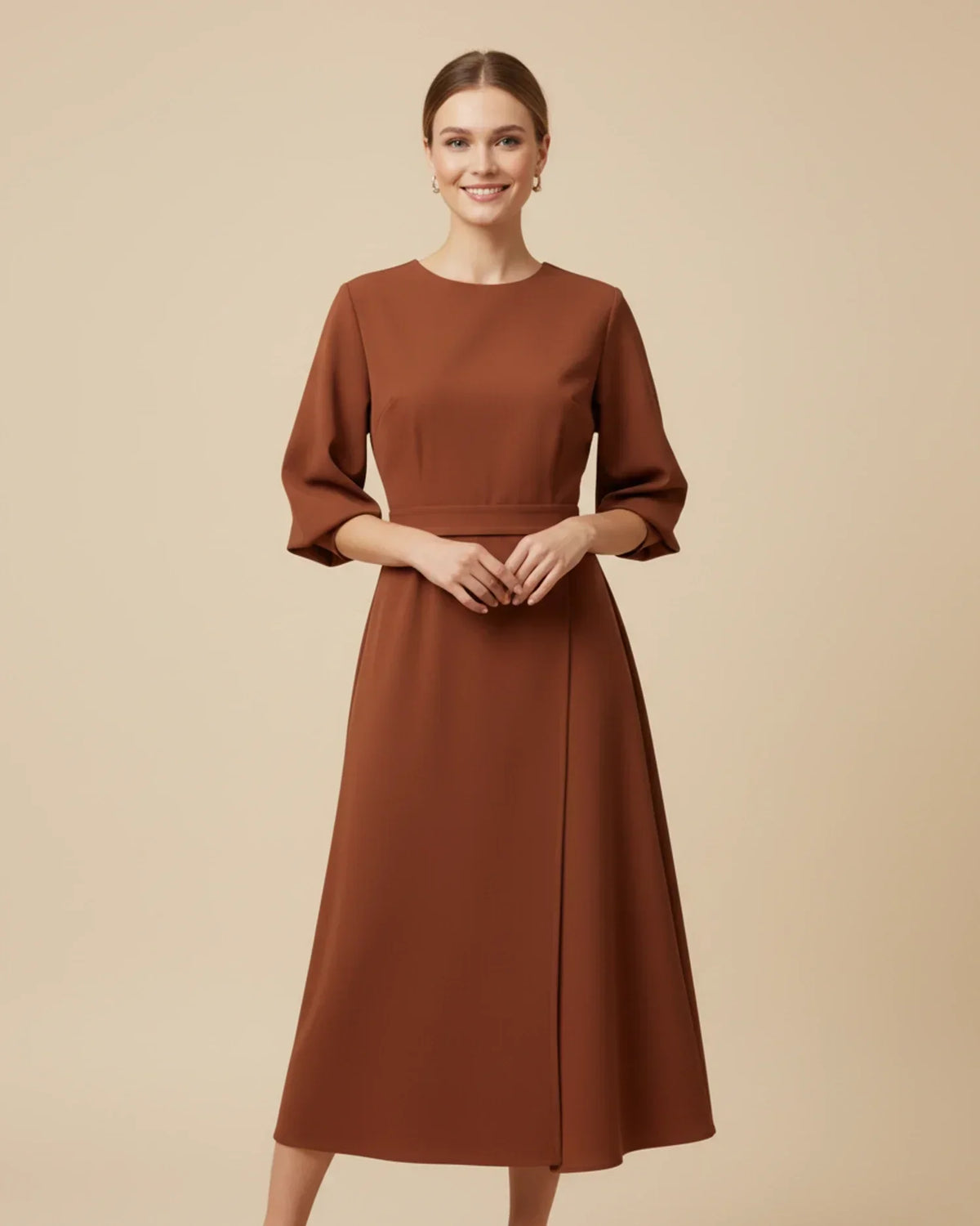Maxi Dress Women's Elegant Draped Design with Statement Sleeves | E&W - 5 - Elenwear